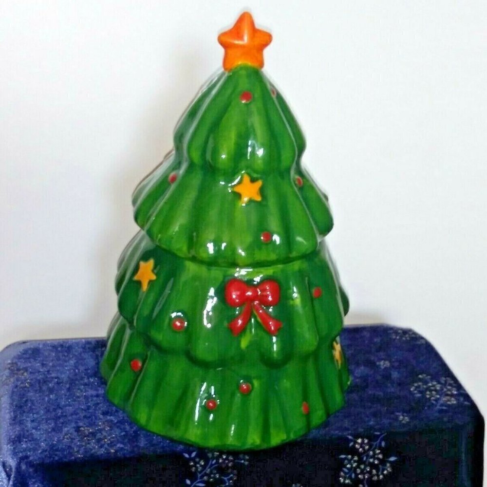 NEW Vintage Christmas Tree Cookie Jar Ceramic 11.5